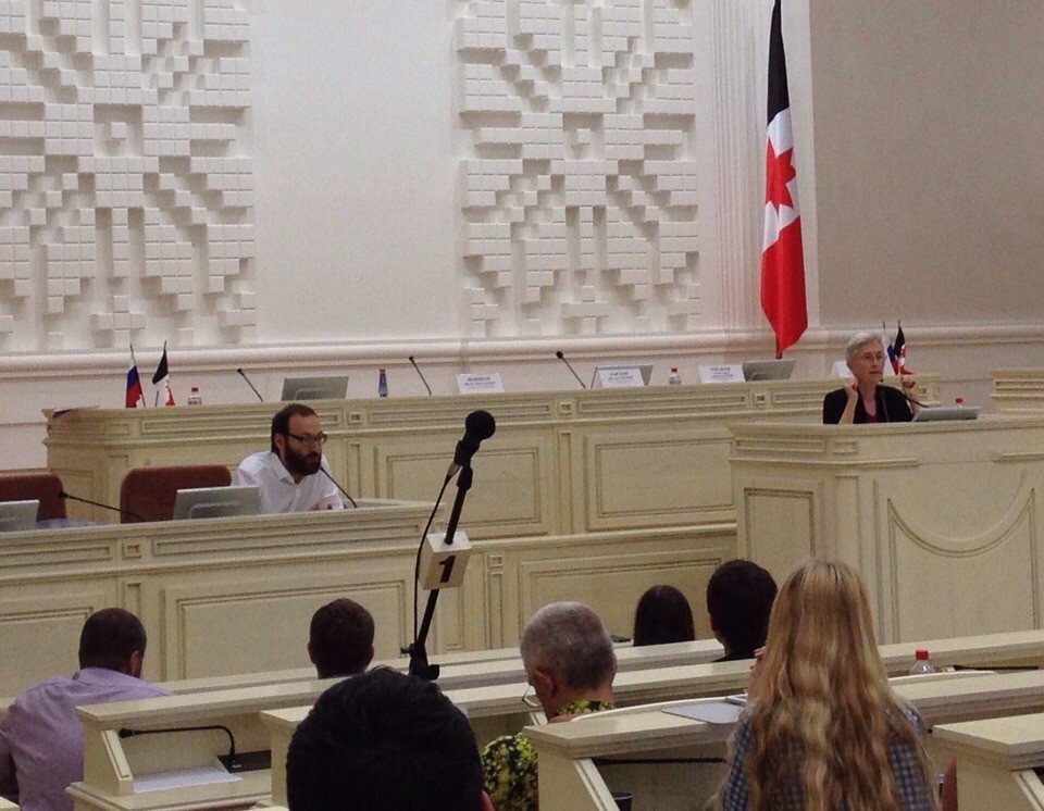  Lev Gordon and Marilyn Hamilton speaking at the Udmurt Republic Parliament at the opening of UrbanFest 2014